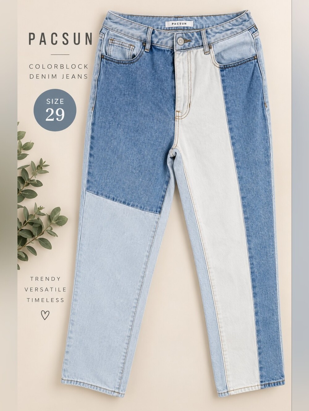 PacSun Colorblock Patchwork Denim Jeans Size 29